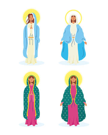 assumption of beautiful mary virgins group vector illustration designのイラスト素材