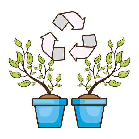 branches leaves tree recycle earth day card vector illustrationのイラスト素材