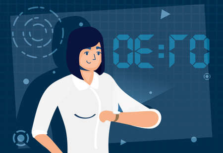 woman using augmented reality technology vector illustration designのイラスト素材