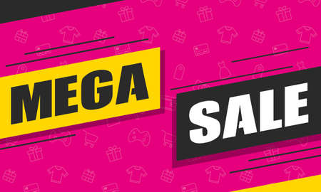 mega sale commercial banner poster vector illustration designのイラスト素材