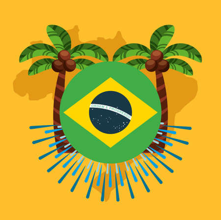 canival of rio brazilian celebration with flag vector illustration designのイラスト素材