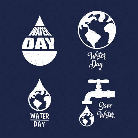 international water day bundle of icons vector illustration designのイラスト素材