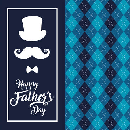 Hat mustache and bowtie design, Fathers day celebration and love theme Vector illustrationのイラスト素材