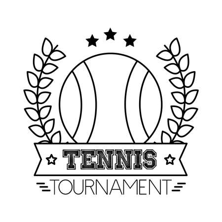 ball tennis sport with wreath crown and lettering line style vector illustration designのイラスト素材