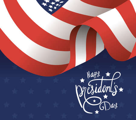 happy presidents day poster with usa flag vector illustration designのイラスト素材