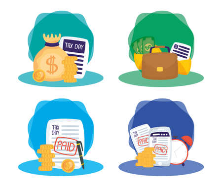 bundle of tax day set icons vector illustration designのイラスト素材