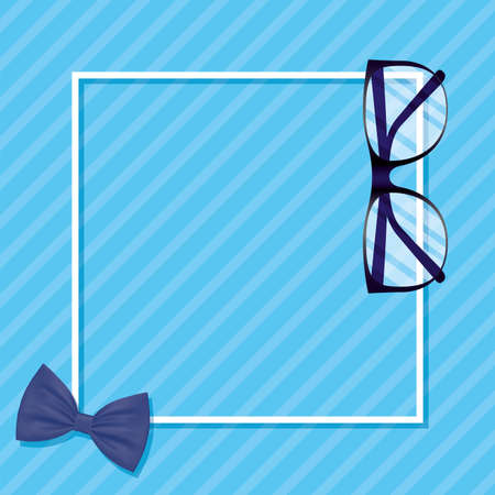Frame with bowtie and glasses design, Fathers day celebration and love theme Vector illustrationのイラスト素材