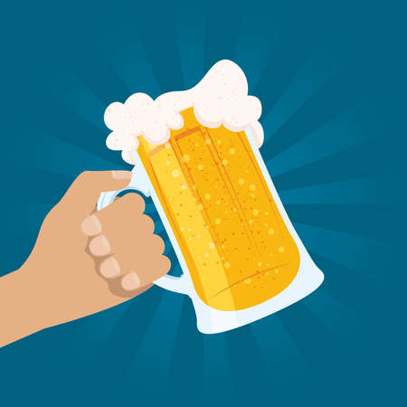 Beer day celebration event with jar vector illustration designのイラスト素材