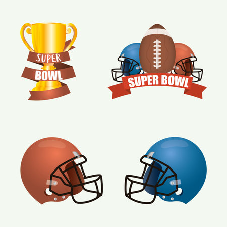 superbowl sport poster with set equipment icons vector illustration designのイラスト素材