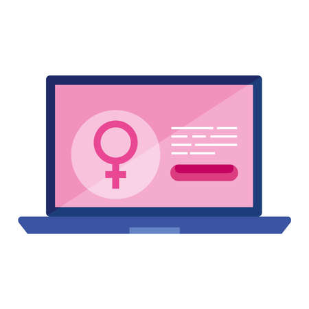 female gender in laptop of breast cancer awareness design, campaign and prevention theme Vector illustrationのイラスト素材
