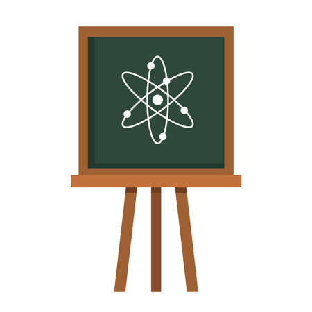 School green board with atom icon design, Education class lesson and knowledge theme Vector illustrationのイラスト素材