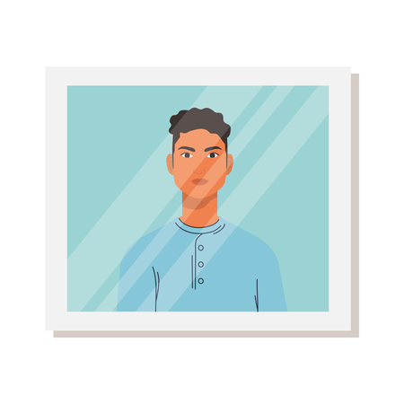 man cartoon in frame design, Boy male person people human social media and portrait theme Vector...