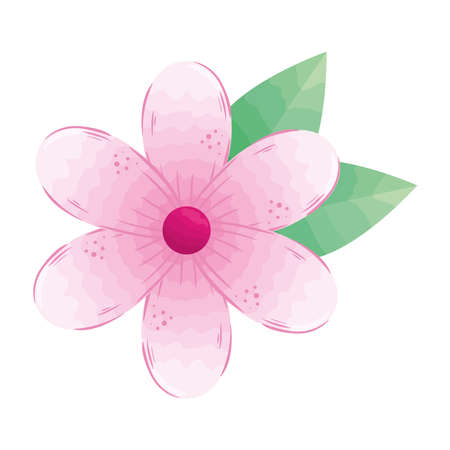 pink flower with leaves design, natural floral nature plant ornament garden decoration and botany theme Vector illustrationのイラスト素材