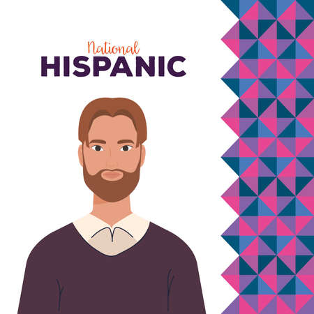 latin man cartoon with colored shapes design, national hispanic heritage month and culture theme Vector illustrationのイラスト素材