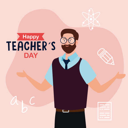 man teacher design, Happy teachers day celebration and education theme Vector illustrationのイラスト素材