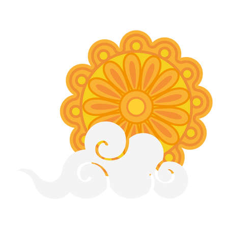 mooncake with cloud design, Happy mid autumn harvest festival oriental chinese and celebration theme Vector illustrationのイラスト素材