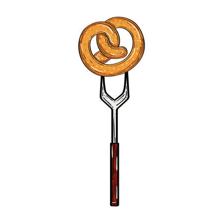 pretzel on fork design, food eat restaurant and menu theme Vector illustrationのイラスト素材
