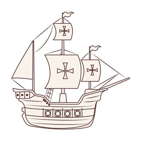 Columbus ship design of america and discovery theme Vector illustrationのイラスト素材