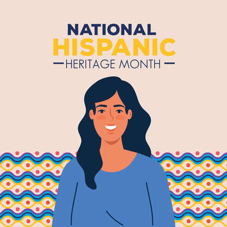 latin woman cartoon with colored shapes design, national hispanic heritage month and culture theme Vector illustrationのイラスト素材