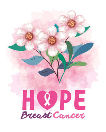 flowers with leaves of hope breast cancer awareness design, campaign and prevention theme Vector illustrationのイラスト素材