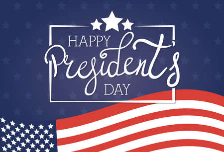 happy presidents day poster with usa flag vector illustration designのイラスト素材