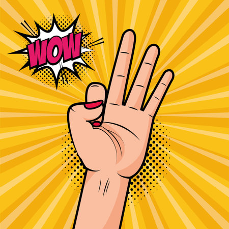hand ok gesture girl power pop art vector illustration