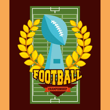 american football sport poster with trophy ball vector illustration designのイラスト素材
