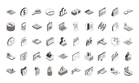 bundle of fifty taxes set icons vector illustration designのイラスト素材