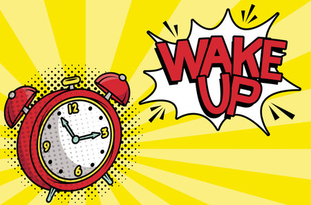 alarm clock wake up pop art style vector illustration designのイラスト素材