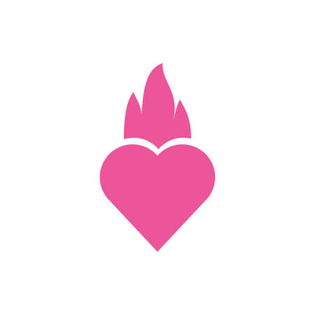 happy valentines day heart with flame vector illustration designのイラスト素材
