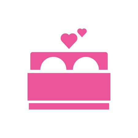 happy valentines day bed with hearts vector illustration designのイラスト素材