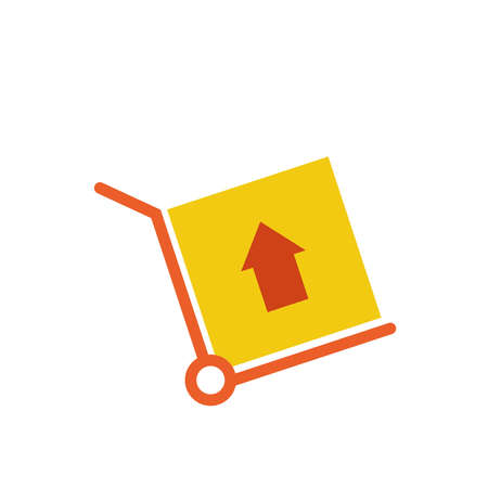 delivery cart with box carton vector illustration designのイラスト素材