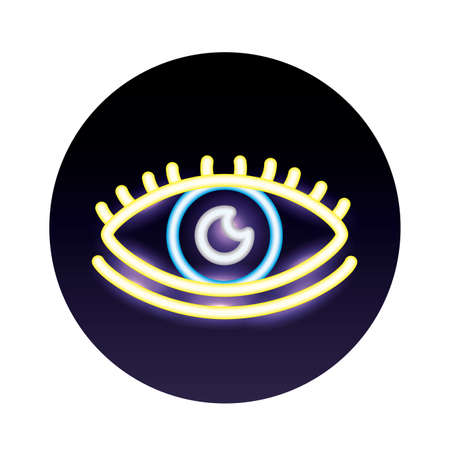 eye human neon lights style icons vector illustration designのイラスト素材