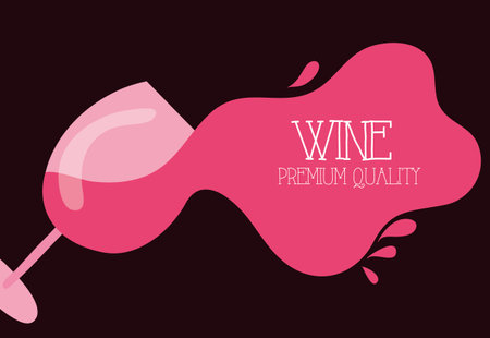 wine premium quality poster with cup vector illustration designのイラスト素材