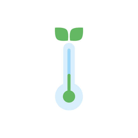 thermometer temperature measure with leaves flat style vector illustration designのイラスト素材