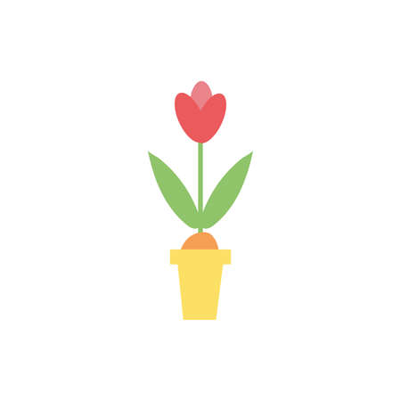 beautiful flower spring in pot vector illustration designのイラスト素材