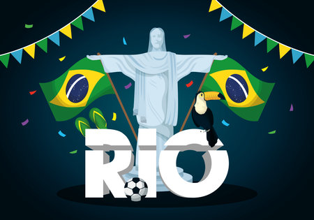 brazil carnival poster and flags vector illustration designのイラスト素材