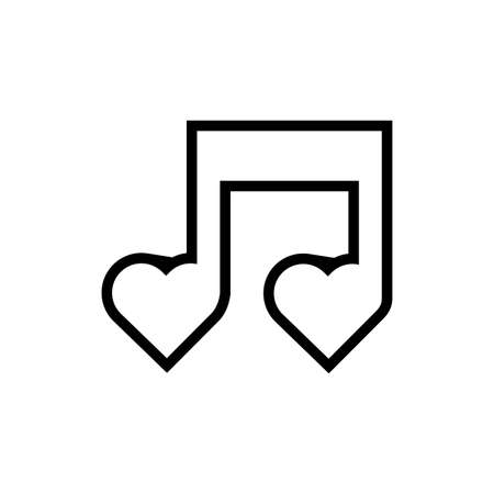 happy valentines day music notes with hearts line style vector illustration designのイラスト素材