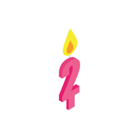 birthday celebration candle number two vector illustration designのイラスト素材