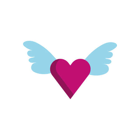 happy valentines day heart with wings vector illustration designのイラスト素材