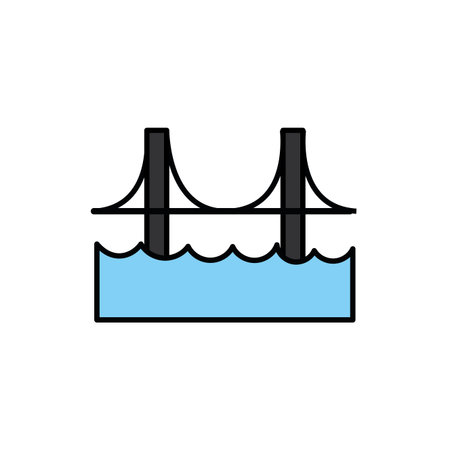 bridge with waves isolated icon vector illustration design