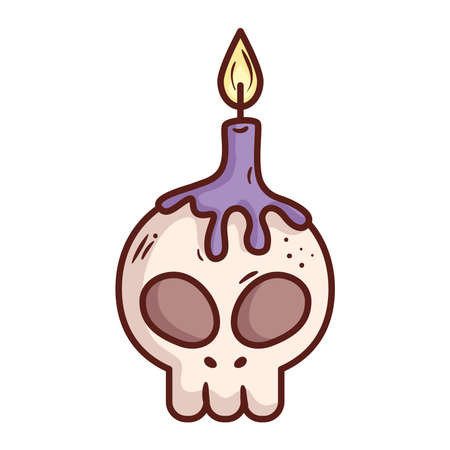 halloween, skull with candle in white background vector illustration designのイラスト素材