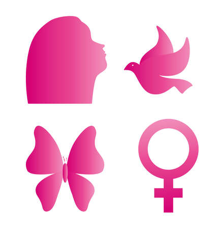set icons, symbol of world breast cancer awareness vector illustration designのイラスト素材