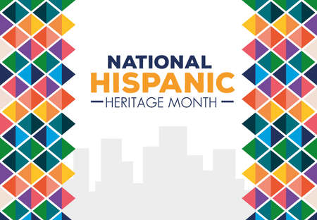 hispanic and latino americans culture, national hispanic heritage month in september and october of different colors decoration vector illustration designのイラスト素材