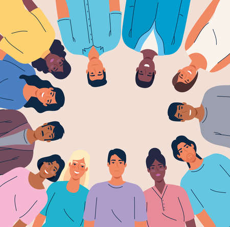 multiethnic united people together, diversity and multiculturalism concept vector illustration designのイラスト素材