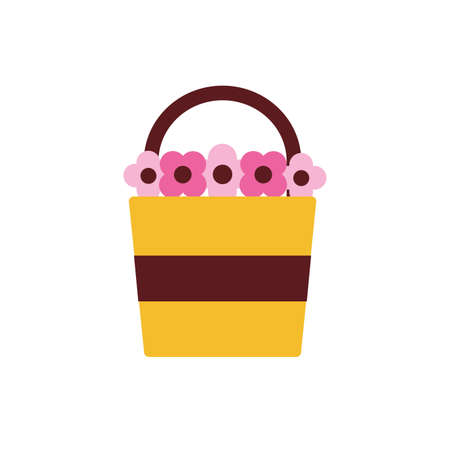 Flowers bucket design, floral nature plant ornament garden decoration and botany theme Vector illustrationのイラスト素材