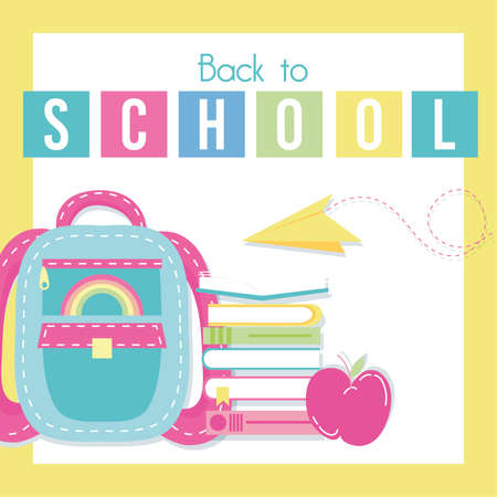 back to school poster with schoolbag and supplies vector illustration designのイラスト素材