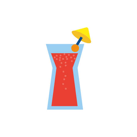 fresh cocktail drink with umbrella flat style vector illustration designのイラスト素材