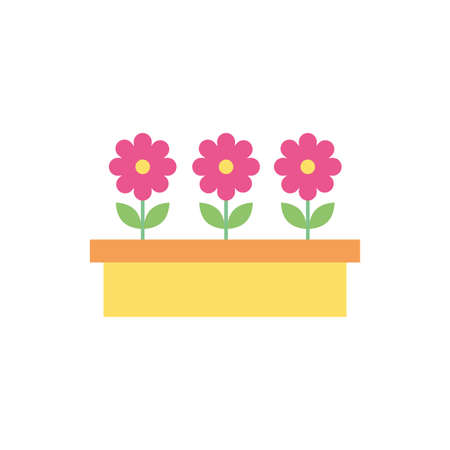 beautiful flowers garden in pot vector illustration designのイラスト素材