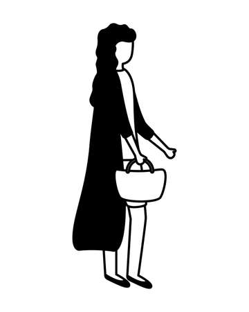 woman with handbag activity outdoors on white background vector illustrationのイラスト素材